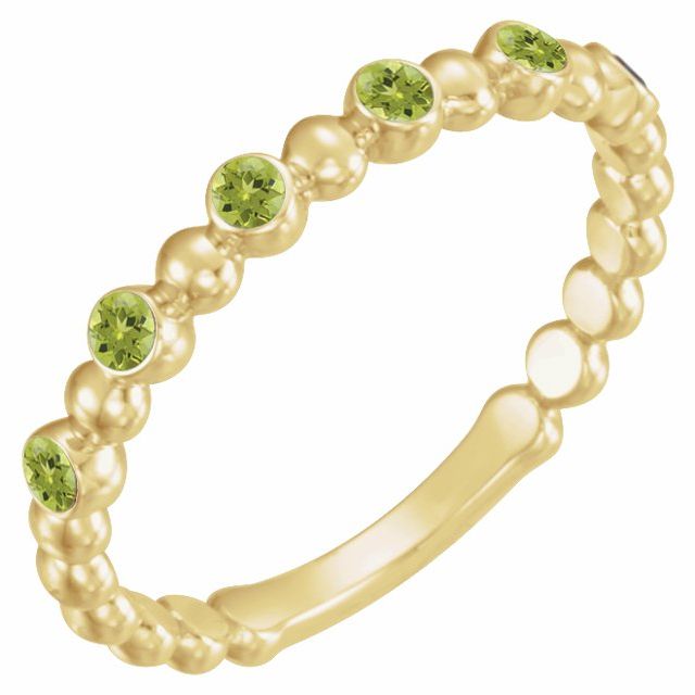 14k Yellow Natural Peridot Stackable Ring