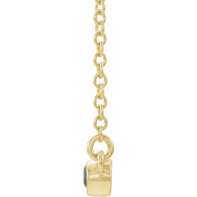 14K Yellow Natural Blue Sapphire Bezel-Set Bar 16' Necklace