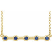 14K Yellow Natural Blue Sapphire Bezel-Set Bar 16' Necklace
