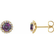 14K Yellow 5.5 mm Lab-Grown Alexandrite & 1/8 CTW Natural Diamond Earrings