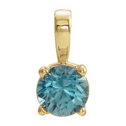 14K Yellow 6 mm Natural Blue Zircon Pendant