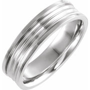 14K White 6 mm Grooved Band Size 7