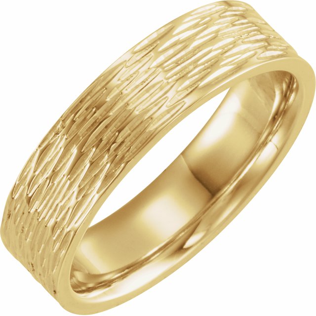 14K Yellow 6 mm Tree Bark Pattern Band Size 8
