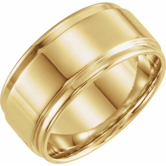 14K Yellow 10 mm Flat Edge Band Size 9.5