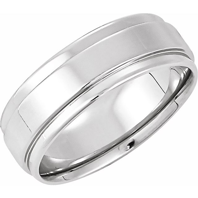 14K White 6 mm Flat Edge Band Size 8