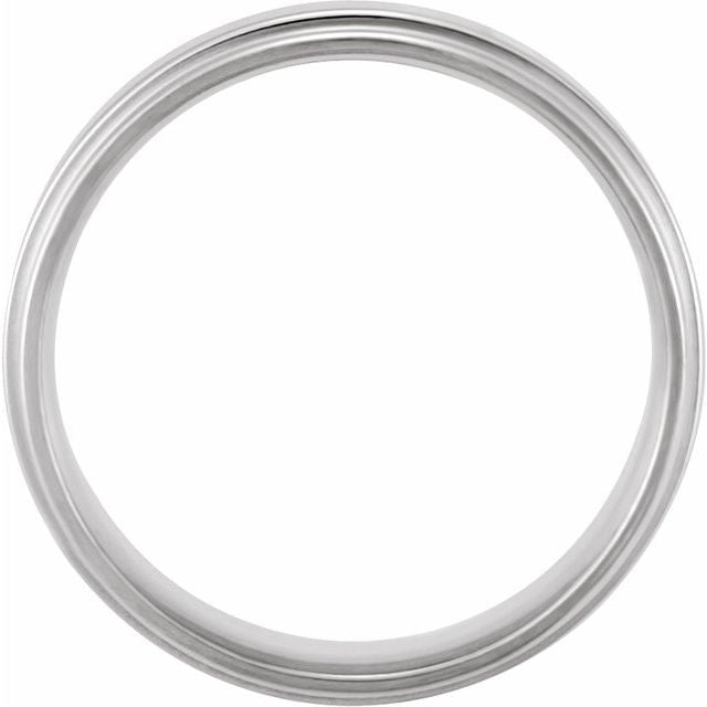 14K White 6 mm Flat Edge Band Size 8