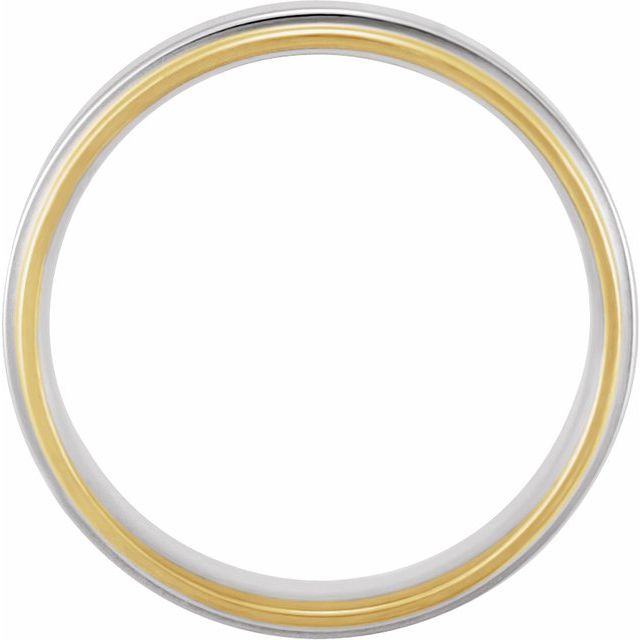 14k Yellow/white 7.5 Mm Comfort-fit Flat Edge Band Size 8