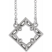 14K White Vintage-Inspired Geometric 18' Necklace