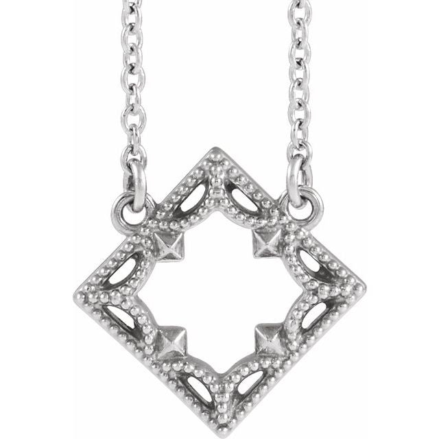 14K White Vintage-Inspired Geometric 18' Necklace