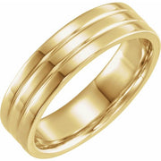 14K Yellow 6 mm Ridged Band Size 10.5