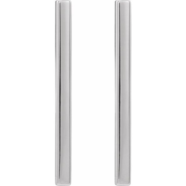 14K White Bar Earrings