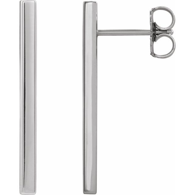 14K White Bar Earrings