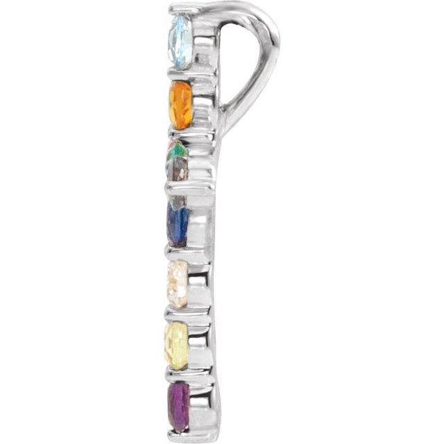14K White Natural Multi-Gemstone & .03 CT Natural Diamond Cross 16-18' Necklace