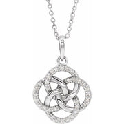 14K White 1/8 CTW Natural Diamond Five-Fold Celtic-Inspired 16-18' Necklace