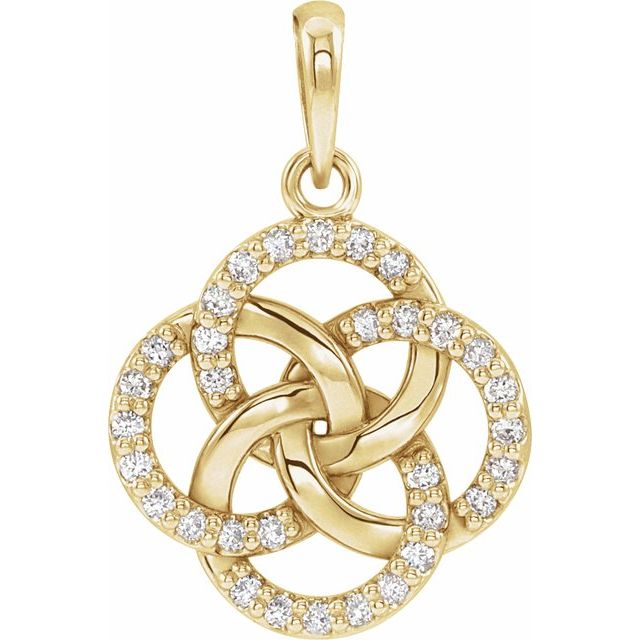 14k Yellow 1/8 Ctw Natural Diamond Five-fold Celtic-inspired Pendant