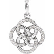14K White 1/8 CTW Natural Diamond Five-Fold Celtic-Inspired Pendant