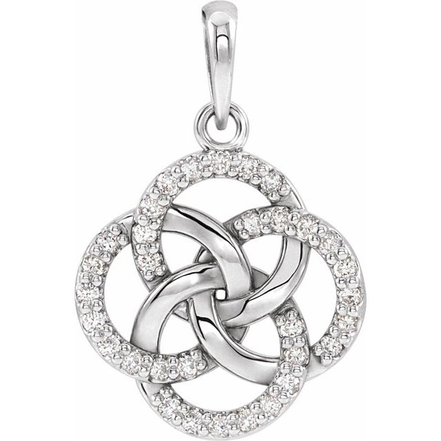 14K White 1/8 CTW Natural Diamond Five-Fold Celtic-Inspired Pendant