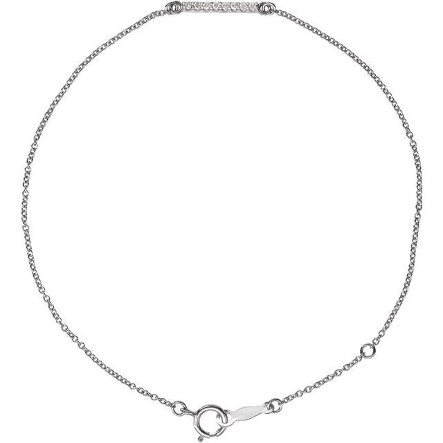 14K White .07 CTW Natural Diamond Bar 6 1/2-71/2' Bracelet