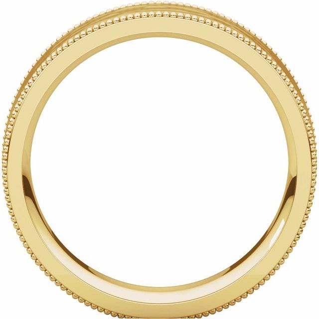 14k Yellow 6 Mm Flat Milgrain Band With Satin & Hammered Texture Size 9