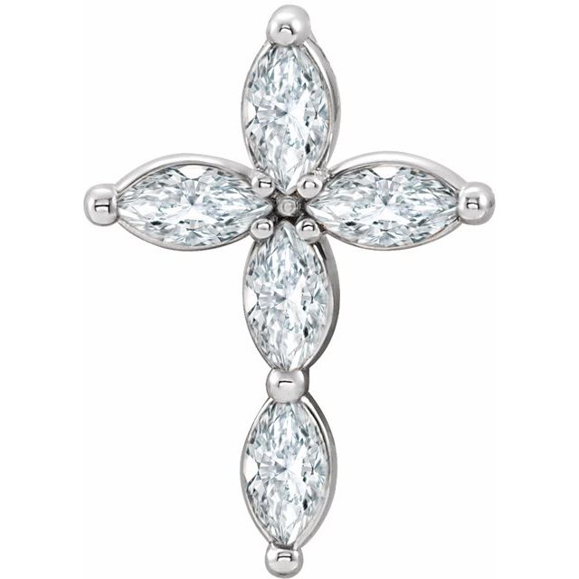 14K White 1/3 CTW Natural Diamond Cross Pendant