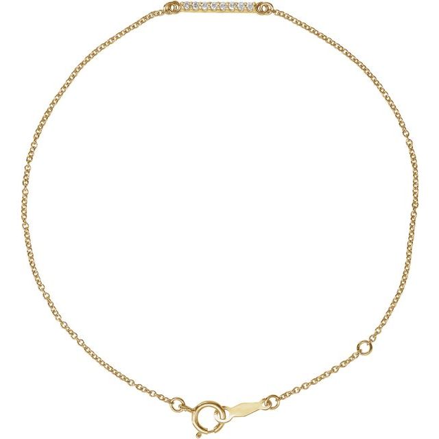 14K Yellow .07 CTW Natural Diamond Bar 6 1/2-71/2' Bracelet