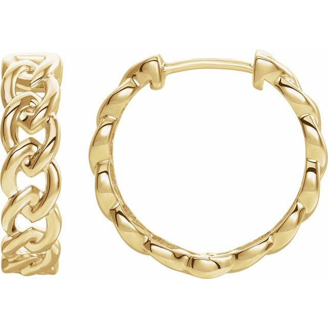 14k Yellow Chain Link Hinged 19.6 Mm Hoop Earrings