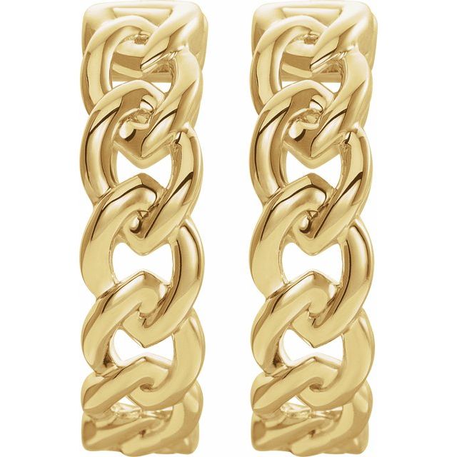 14k Yellow Chain Link Hinged 19.6 Mm Hoop Earrings