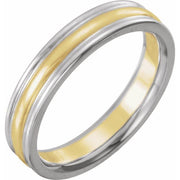 Platinum & 18K Yellow 4 mm Grooved Band Size 8.5