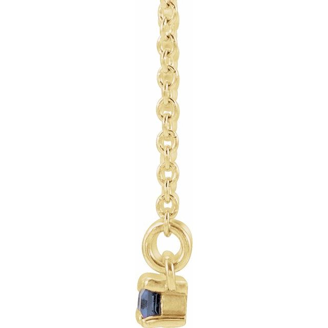 14k Yellow Natural Tanzanite & 1/6 Ctw Natural Diamond Bar 16-18' Necklace