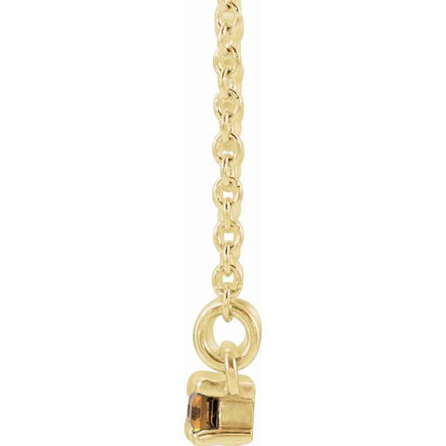 14k Yellow Natural Citrine & 1/6 Ctw Natural Diamond Bar 16-18' Necklace