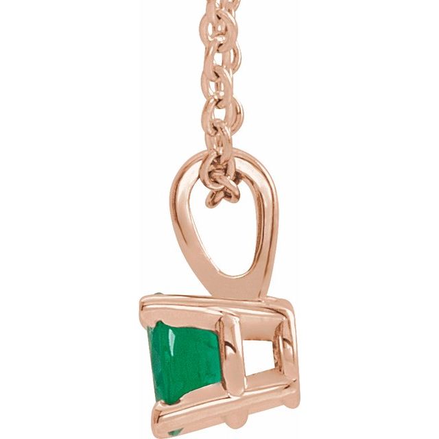 14K Rose 6 mm Natural Emerald 16-18' Necklace