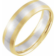 14K Yellow/White/Yellow 6 mm Half Round Band with Satin Finish Size 10
