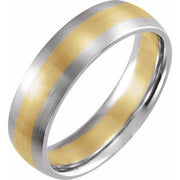 14k White/yellow/white 6 Mm Half Round Comfort-fit Band Size 9.5