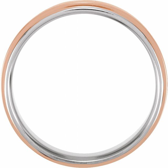 14K White/Rose/White 7.5 mm Comfort-Fit Flat Edge Band Size 10