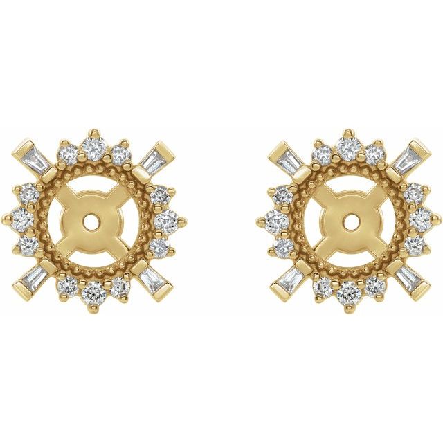 14K Yellow 1/6 CTW Natural Diamond Halo-Style Earring Jackets with 4.9 mm ID