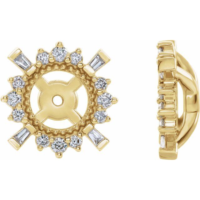 14K Yellow 1/6 CTW Natural Diamond Halo-Style Earring Jackets with 4.9 mm ID