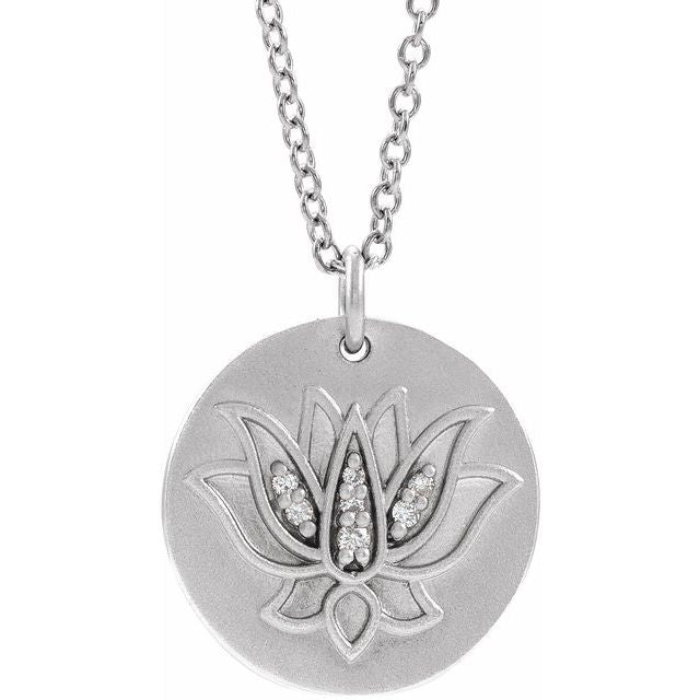 Sterling Silver .025 CTW Natural Diamond Lotus 16-18' Necklace