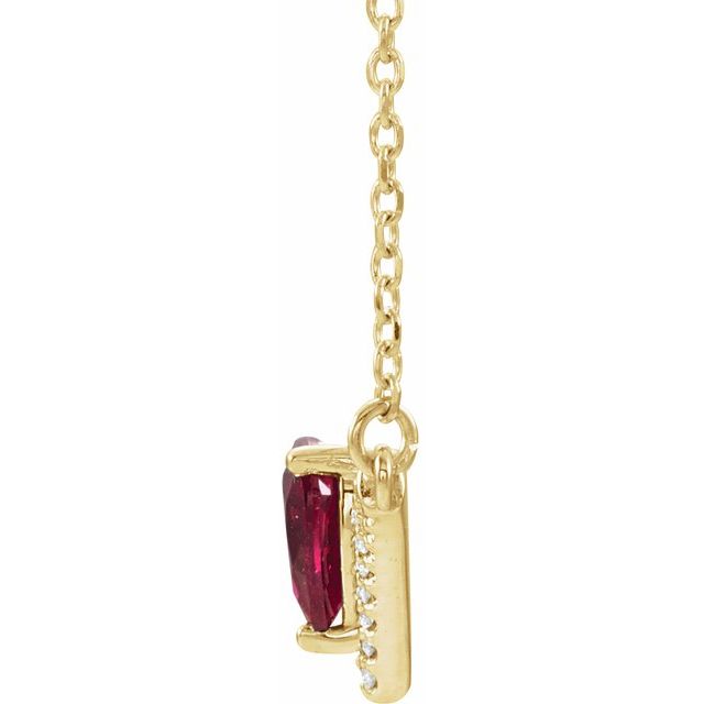 14K Yellow Natural Ruby & .06 CTW Natural Diamond 16' Necklace