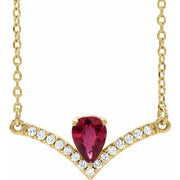 14K Yellow Natural Ruby & .06 CTW Natural Diamond 16' Necklace