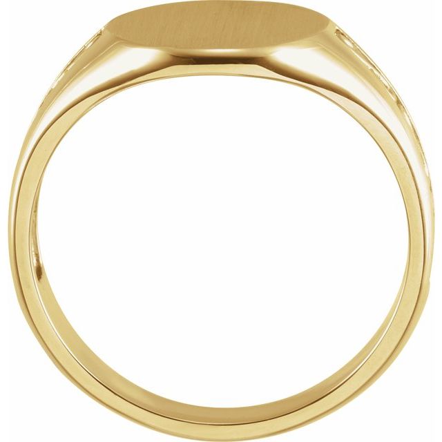 14K Yellow 15.3x13 mm Brushed Finished Signet Ring