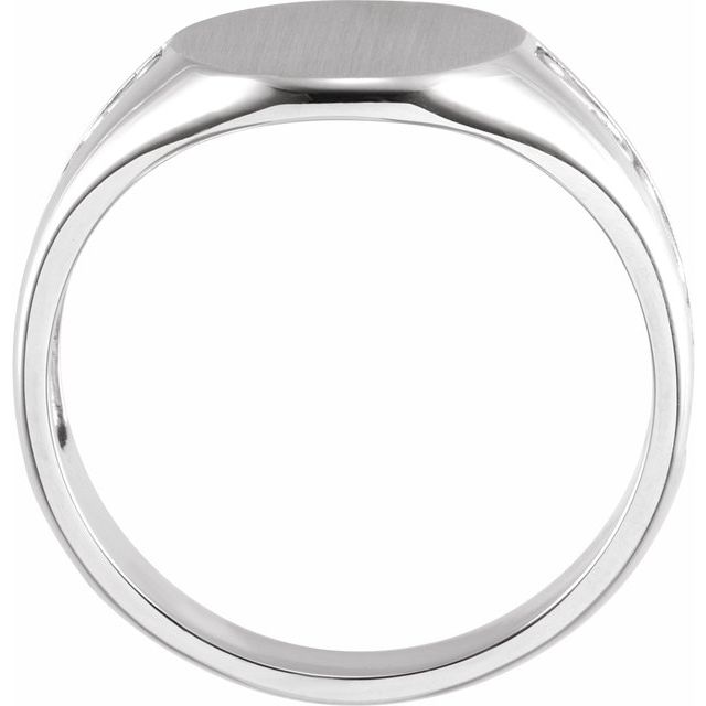 Sterling Silver 15.3x13 mm Brushed Finished Signet Ring