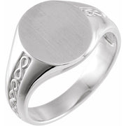 Sterling Silver 15.3x13 mm Brushed Finished Signet Ring