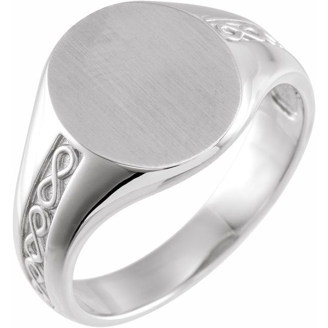 Sterling Silver 15.3x13 mm Brushed Finished Signet Ring