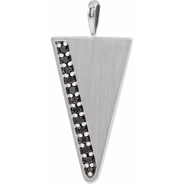 14K White 1/6 CTW Natural Black Diamond Triangle Pendant