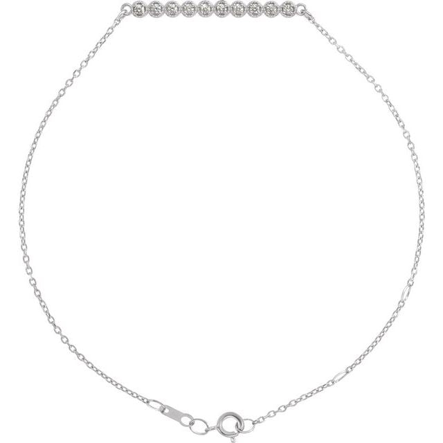 14K White 1/8 CTW Natural Diamond Bar 6 1/2-7 1/2' Bracelet