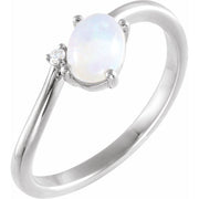 14K White Natural Ethiopian Opal & .01 CT Natural Diamond Bypass Ring