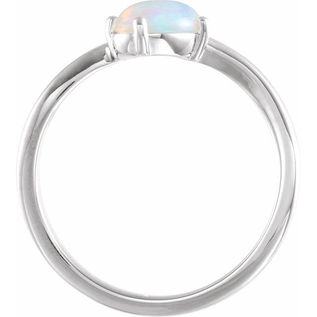 14K White Natural Ethiopian Opal & .01 CT Natural Diamond Bypass Ring