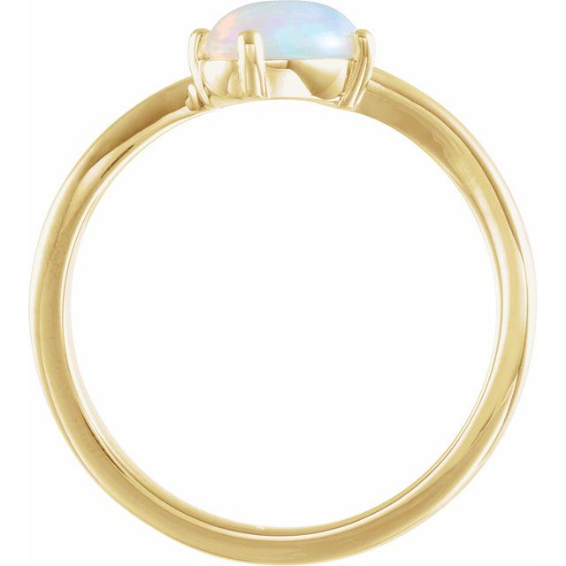 14K Yellow Natural Ethiopian Opal & .015 CT Natural Diamond Bypass Ring