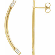14K Yellow 1/4 CTW Natural Diamond Curved Bar Earrings