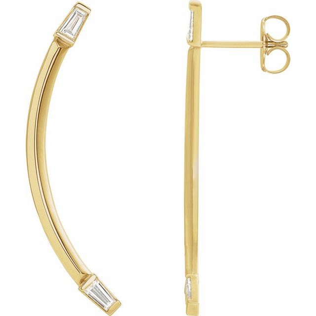 14K Yellow 1/4 CTW Natural Diamond Curved Bar Earrings